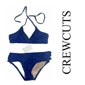Crew Cuts Tiny Ruffle Bikini 2Pc Navy NEW